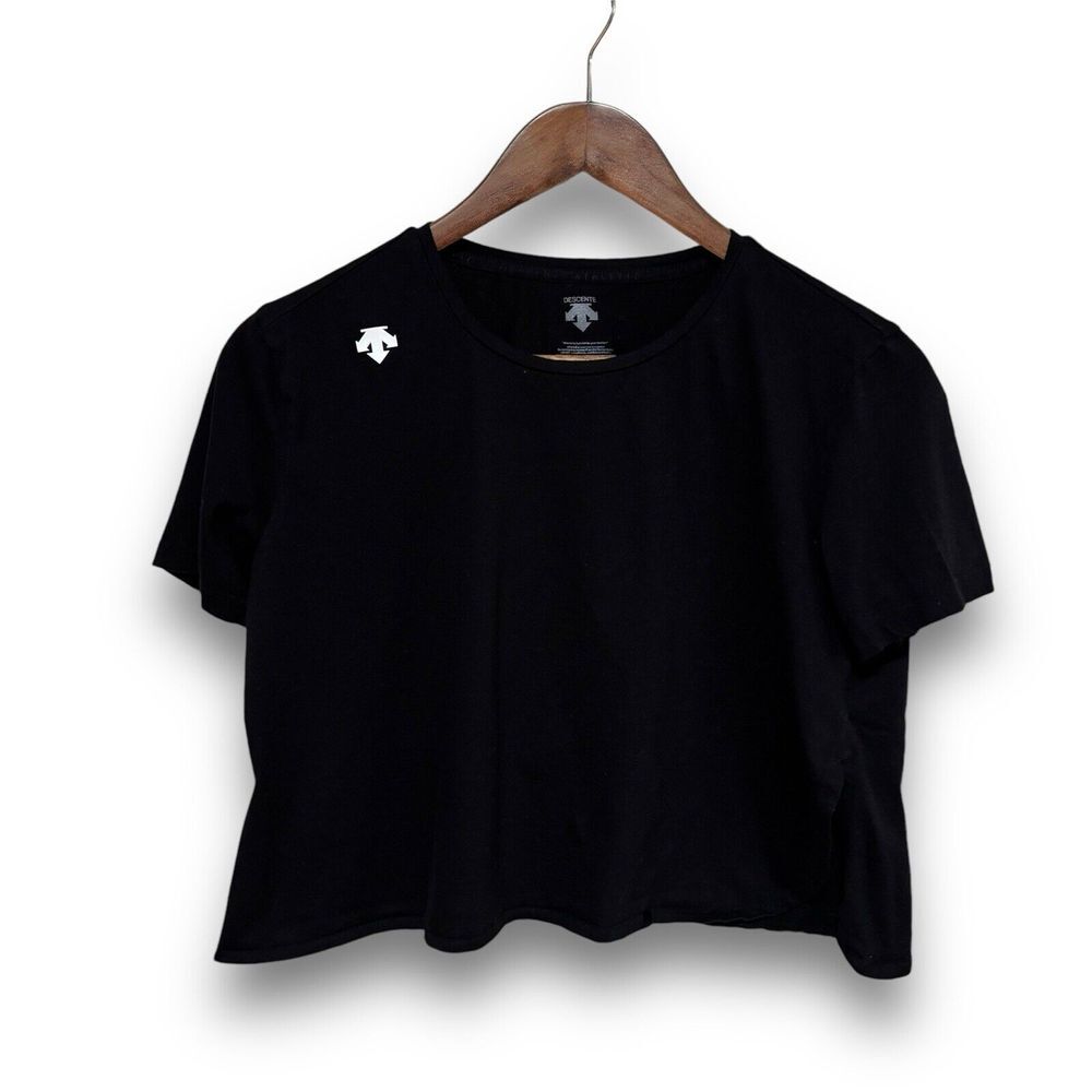 Descente‎ Athletic Women's Cropped Sports T Shirt Black Size 2XS 18x18